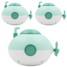 PUKU 藍色企鵝 樂游潛水艇發條玩具 手動旋轉不需電池 環保ABS材質圓滑外型, 綠色, 3個