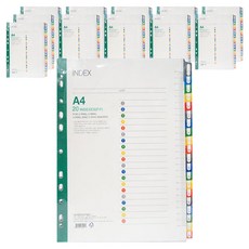 Heemang 文件PP 20分類索引文件夾, 混色, 12個