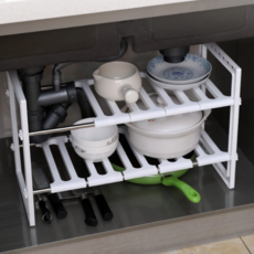 Mauser 可調節長度平底鍋整理架, 1套, 白色