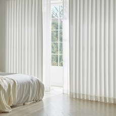 Home in Home Easy Wash 可調節高度 新亞麻四季遮光窗簾 2入, 奶油白色