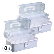 LalaGongbang 多用途3層急救箱收納盒, 8個, 透明