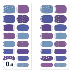 Bellancy 真實凝膠美甲貼 基本款美甲貼紙 16片, 藍色迷你圓點, 8個