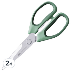 deLi 得力 多用途雙手不鏽鋼剪刀 中型 21cm TJ21, 綠色, 2個