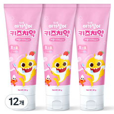 ATEX Pinkfong 鯊魚寶寶 低氟兒童牙膏 草莓香, 80g, 12個