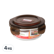 수퍼오븐글라스 원형 유리용기, 950ml, 4개