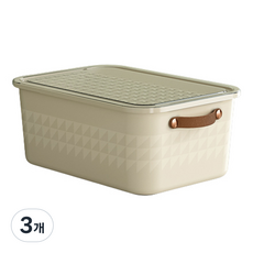 블럭마트 의류 이불 멀티 리빙박스, 크림, 특대형(36.8 x 26 x 15.5 cm), 3개