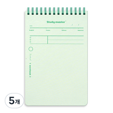 MUNID 線圈粉彩頂部裝訂單字記憶本, 5個, 綠色