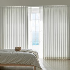 홈인홈 이지워시 높이조절 뉴린넨 사계절 암막 나비주름 커튼 2p 세트