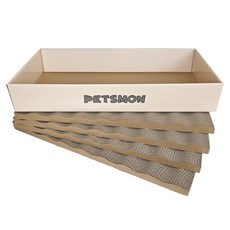 PETSMON 貓用3XL貓抓板愛用箱 + 4入波浪型補充芯, 混色, 1套