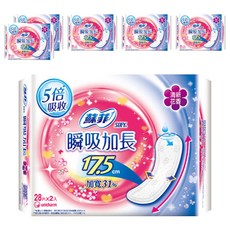 SOFY 蘇菲 彈力貼身瞬吸加長型超薄護墊 清新花香 2包, 17.5cm, 56片, 6組