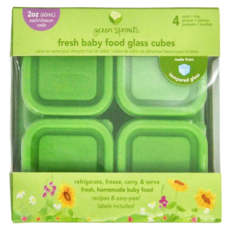 green sprouts 小綠芽 新鮮嬰兒食品 玻璃分裝盒, 2oz (60ml) 4入, 綠色, 1盒