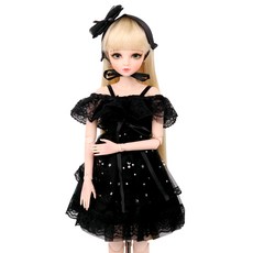 球形關節娃娃露肩連身裙 60cm, 黑色的