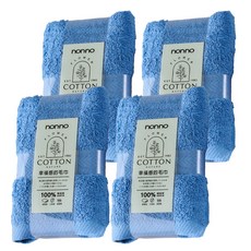 non-no 儂儂 幸福長毛棉毛巾 精梳棉, 藍色, 4條