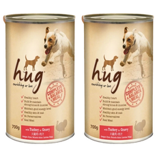 HUG 哈格 全年齡犬主食狗罐頭 純肉底看得到肉塊, 火雞肉 + 肉汁, 700g, 2罐