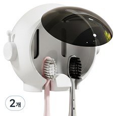 Hanbomnuri 太空人牙刷架 附蓋黏貼式, 2個, 白色