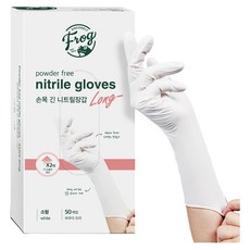 SINCERELY Frog 長丁腈手套 50枚入, 白色, 小(S), 1個