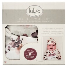 lulujo竹纖維帽子包巾組 潑墨 0-4個月寶寶適用 透氣排汗, 平安樹