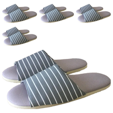 TAIWAN SLIPPER 台灣犀利趴 家居拖鞋 3M吸濕排汗 厚軟舒適中底軟墊 EVA材質鞋底 輕盈防滑, 深灰條紋 灰色, L, 5雙