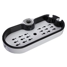 淋浴立桿升降 免工具安裝 高密度ABS材料 適用多種管徑 掛勾設計, 置物架 黑色 + 白色, 1個