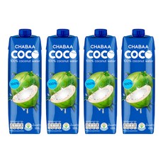 CHABAA 啜吧 100%椰子汁 原裝進口 高鈣高鐵, 1L, 4瓶