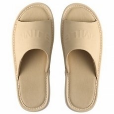 真皮頭層牛皮SMILE防滑室內拖鞋 LS08, 米色, 1雙