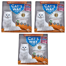 CAT'S WAY 貓趣味 天然嬰兒清香礦物貓砂，超低粉塵 瞬間凝結 天然香氣，10kg, 嬰兒清香, 3袋