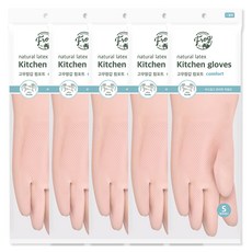 프로그 라텍스 컴포트 고무장갑, 베이비핑크, 소(S), 5세트