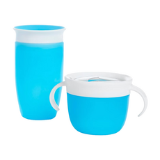 munchkin 滿趣健 歡樂下午茶零食杯 360度防漏杯+防漏零食杯 不含BPA, 藍色, 1組