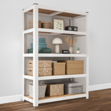 Nuriatti 升級版組合式鋼製免螺絲層架, 5層, 白色