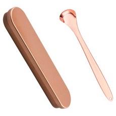 不鏽鋼舌苔清潔器湯匙型+收納盒組 玫瑰金 50g, 1套