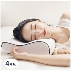 記憶棉頸椎枕 + 枕套套組, 白色, 4套