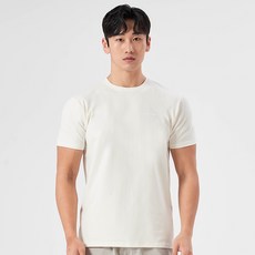 허그본 남성용 데일리 머슬핏 스몰로고 반팔 티셔츠 무지라인