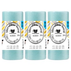 BonitaGoods 多用途超細纖維捲筒毛巾 30*30cm 天藍色, 3捲, 30入