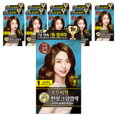 리엔 흑모비책 한방 크림 새치 염색제, 자연갈색, 10개