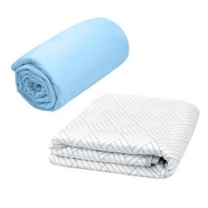 크린포유 오코텍스 Q-MAX 인증 냉감 패드 세트, 화이트(매트), 아이스블루(이불), 쿨매트+쿨이불