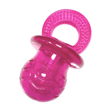 fouFIT 經典奶嘴玩具(4吋) 耐咬潔牙 適合長牙 愛啃咬毛孩 發聲器, 粉紅色, 1個