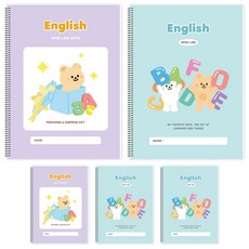 탐사 줄간격이 넓은 초등 영어 와이드 스프링 노트 5권 1세트, 혼합색상, 5개