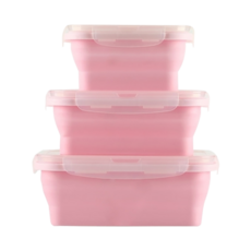 加 鉑金級環保矽膠摺疊收納食物保鮮盒三件組, 大 + 中 + 小, 1組