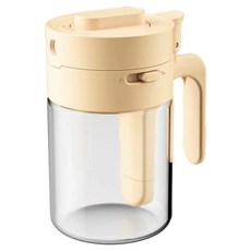 SP SAUCE 二合一調味罐 多功能 高硼硅玻璃 附贈標籤貼紙、小勺子, 1個, 調味罐12.3 x 7.5cm 168g, 奶油白