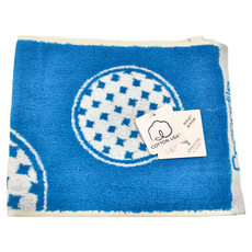 Crocodile 鱷魚 高爾夫球巾 41*53CM 115G 100%棉 台灣製, 藍色 + 白色, 1條