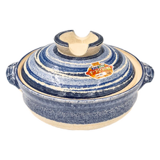 SAJI 佐治陶器 7號深型砂鍋 吳須刷毛目, 22cm, 1個