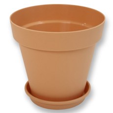 All About Hana 基本款塑膠花盆, 陶土色, 1個