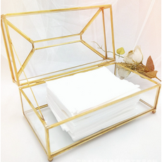 Woni's 金色玻璃面紙盒 L, 混合色, 1個