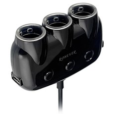 RONEVER 3A獨立開關車用USB充電器 102 x 66 x 35mm 線長50cm 120g, PE007, 黑色