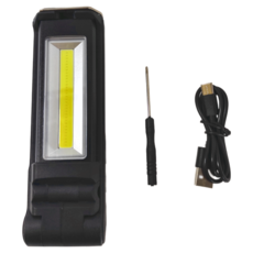 高亮度LED工作燈 Set 雙光源摺疊 角度調節/磁吸/吊掛/廣角/聚焦/USB充電, 1組, Black