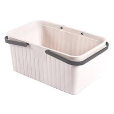 上手家居 北歐瀝水提沐浴籃 鏤空設計, 29 x 17 x 13.5cm, 北歐杏色