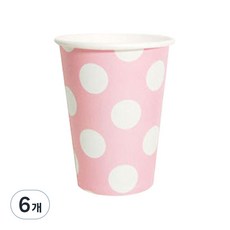 粉紅色圓點圖案紙杯, 6入, 6個
