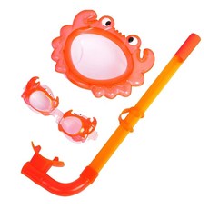 Bestway 幼兒戲水組 蛙鏡組, 戲水鏡15cm + 呼吸管35cm + 戲水帽15 x 12cm, 橙色