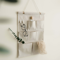 無印風日式壁掛收納袋 棉麻材質, 55 x 35cm