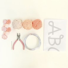 Mellowstory Stationery 針織字母 DIY 小公主圖案 + 葡萄柚套組, 蜜桃奶油色, 蜜桃色, 珊瑚色, 1套